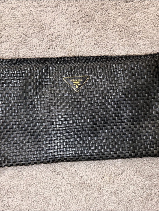 Prada Handbags - Prada Black Woven Madras Woven Clutch